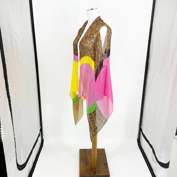 Saints Gil Womens Multicolor Asymmetrical Hem Open Front Sheer Cardigan Size OS - Picture 3 of 10